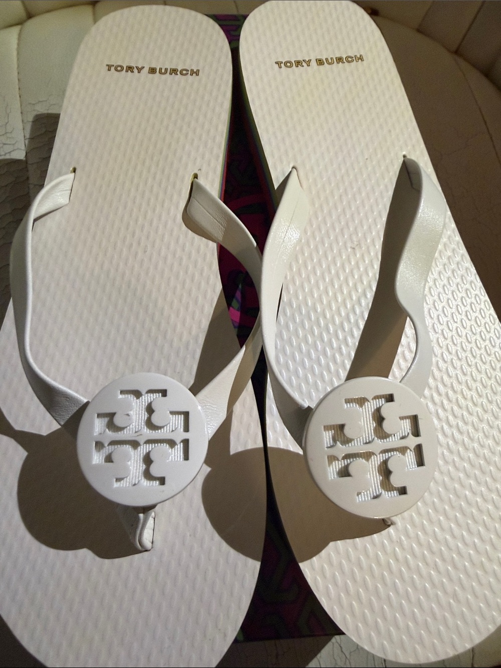 🦋 Tory Burch Minnie Flip Flop - Ivory Multi 7 🦋 - Picture 6 of 9